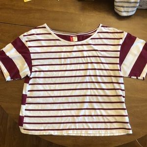 Burgundy and white stripped shirt